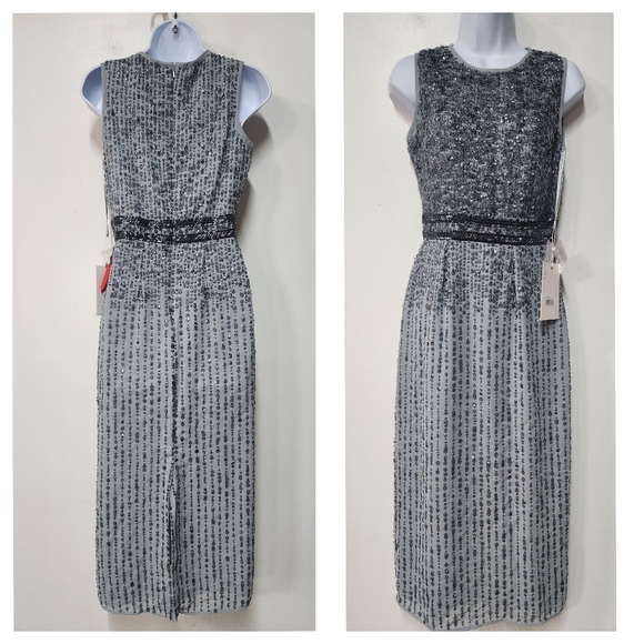 NWT SLEEVELESS HIGH NECK BEADED MIDI SHEATH DRESS $298 SIZE 2 - Picture 7 of 7